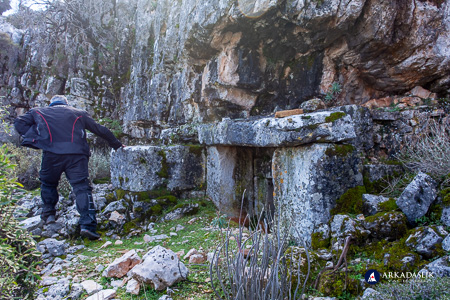 Ancient ruins built into the rocky summit of the Sidyma acropolis