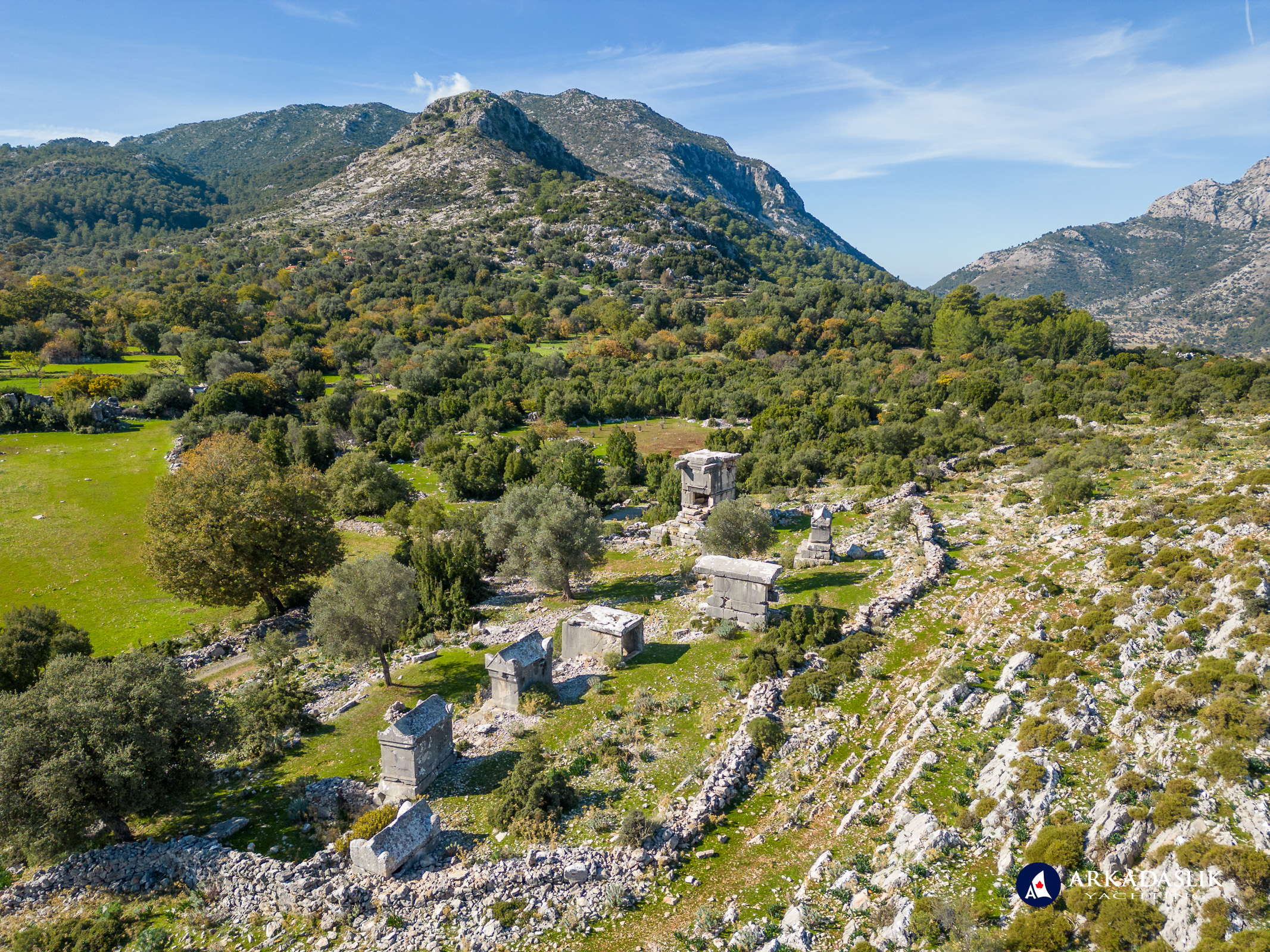 Cluster of monumental tombs in the Sidyma necropolis