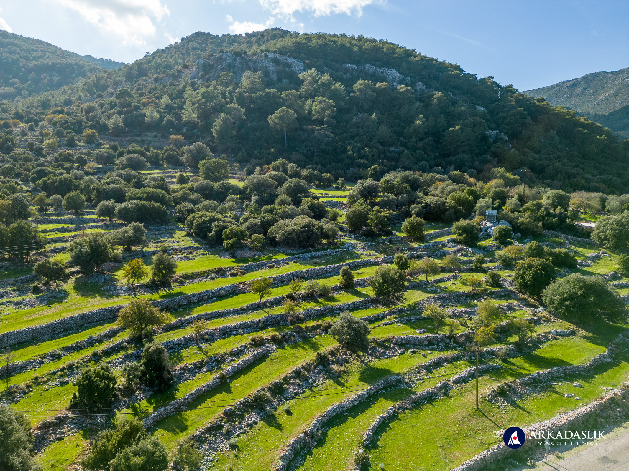 Terraced slopes surrounding ancient Sidyma