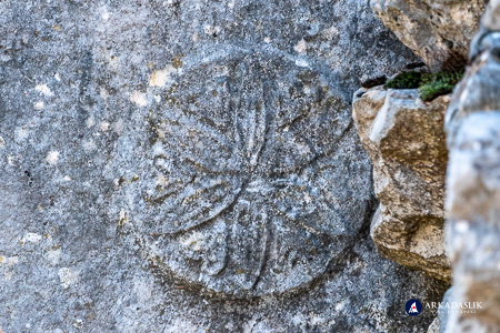 Floral motif carved into the roof of a Sidyma tomb