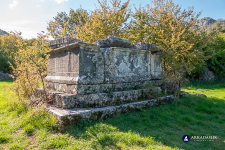 Elaborate carved base of a monumental Lycian tomb at Sidyma